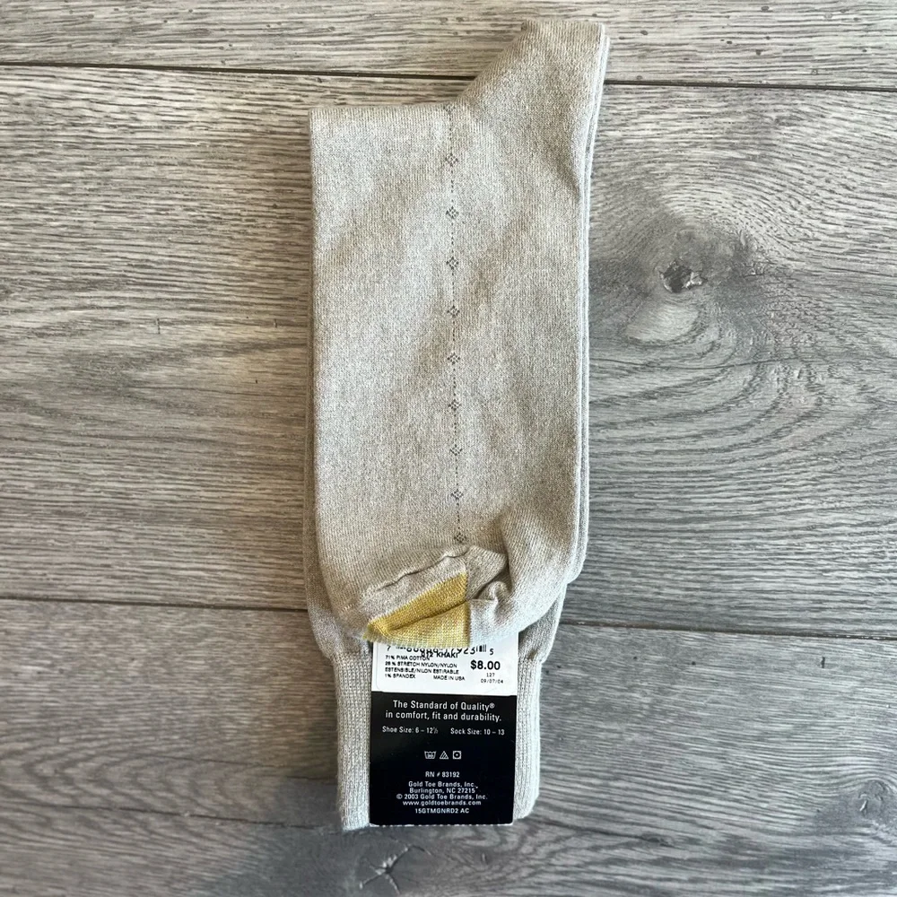 Vintage Goldtoe Men’s Khaki Diamond Print Dress Sock NWT
